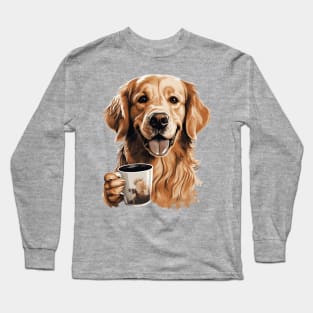 Golden Retriever Drinking Coffee Long Sleeve T-Shirt